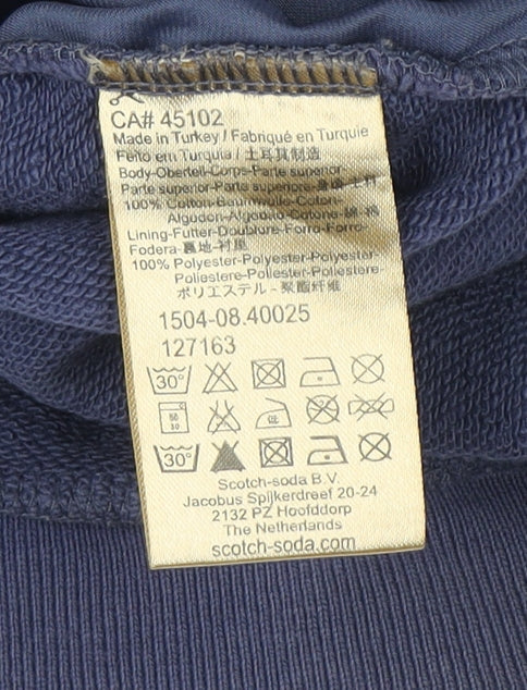 Scotch & Soda Men Blue XL Crew Neck Graphic Sweatshirt Classic Style