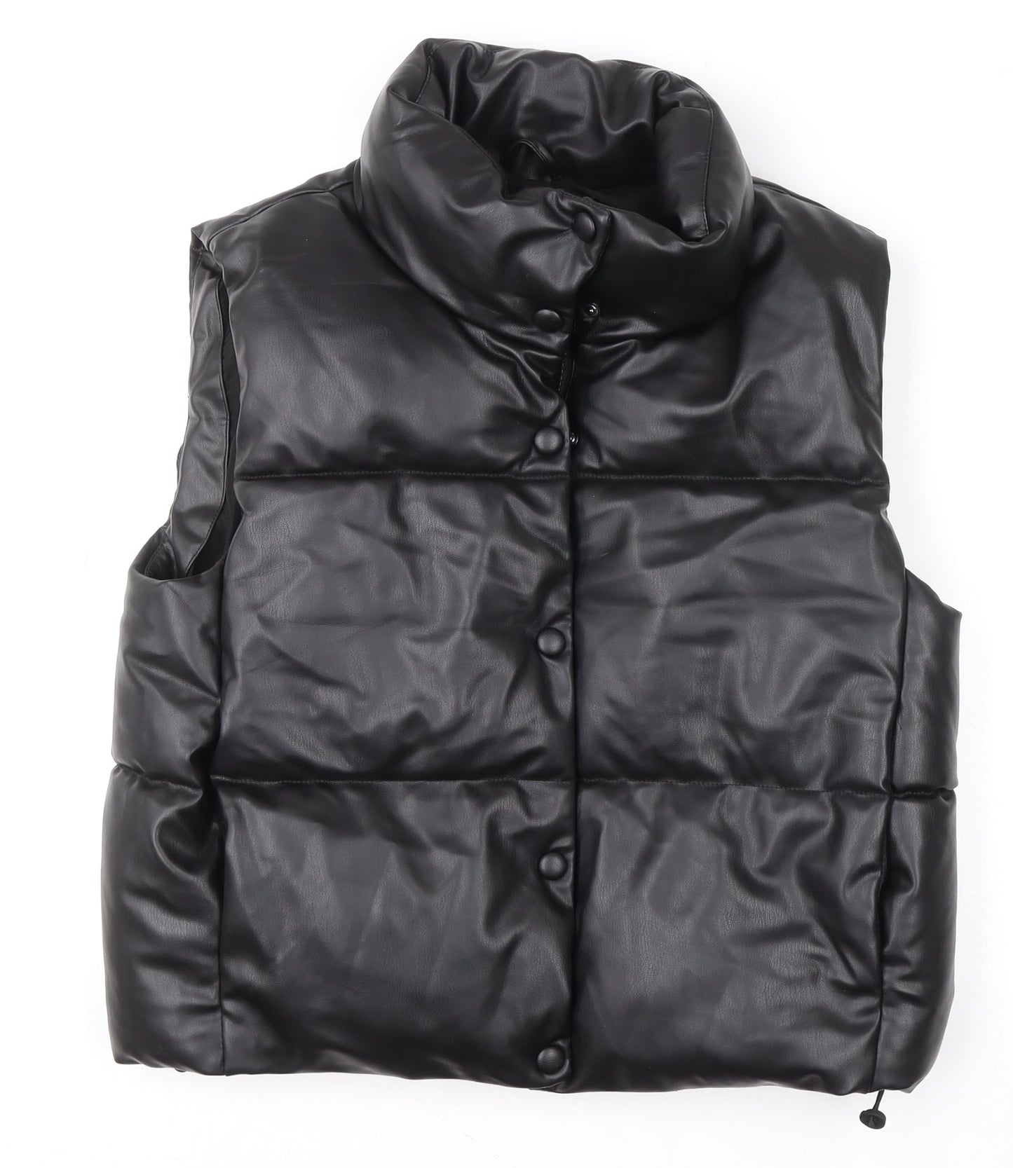 ZARA Women’s Black Faux Leather Puffer Waistcoat L