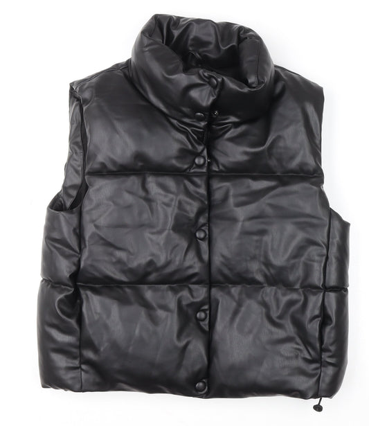 ZARA Women’s Black Faux Leather Puffer Waistcoat L