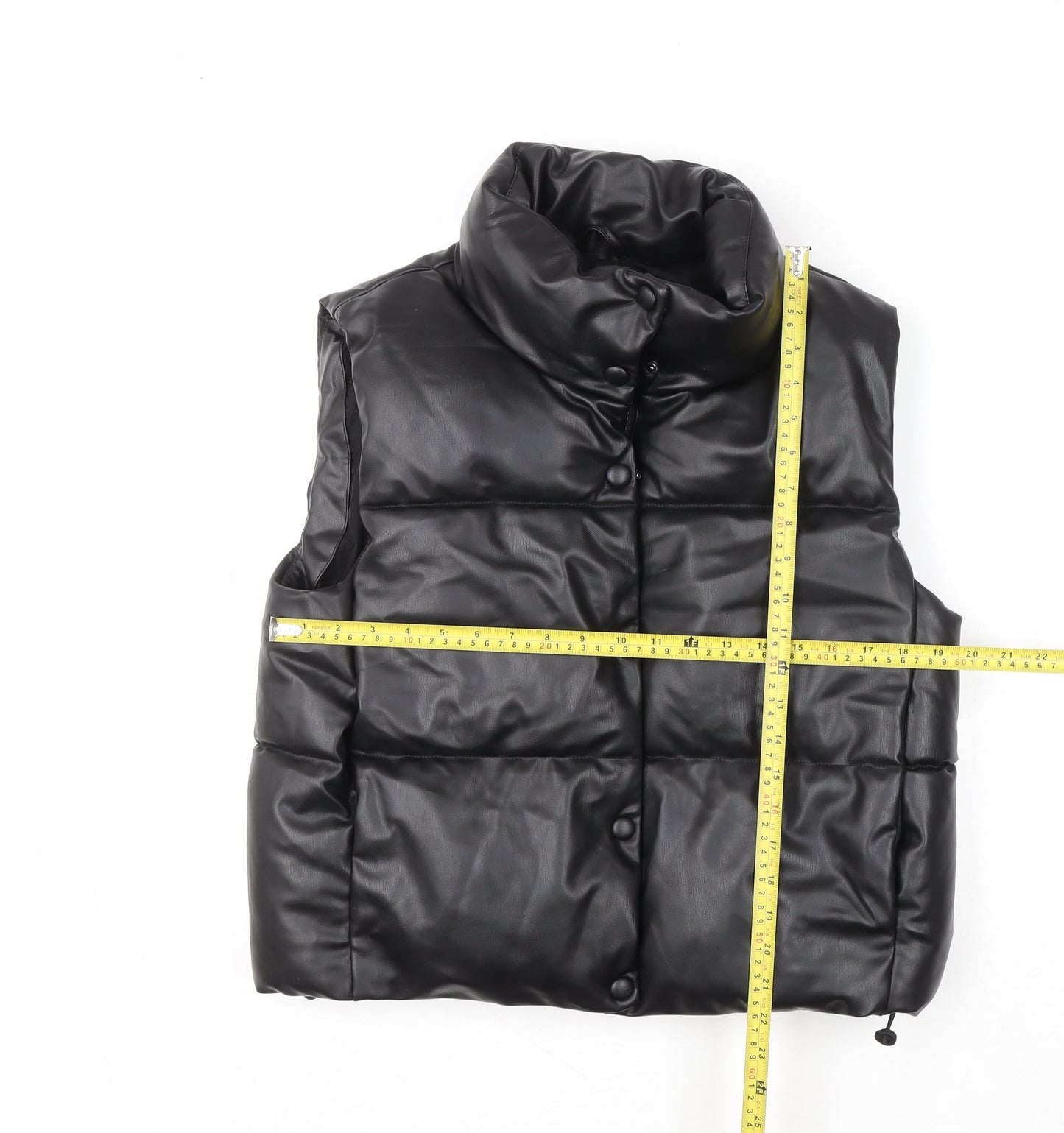 ZARA Women’s Black Faux Leather Puffer Waistcoat L