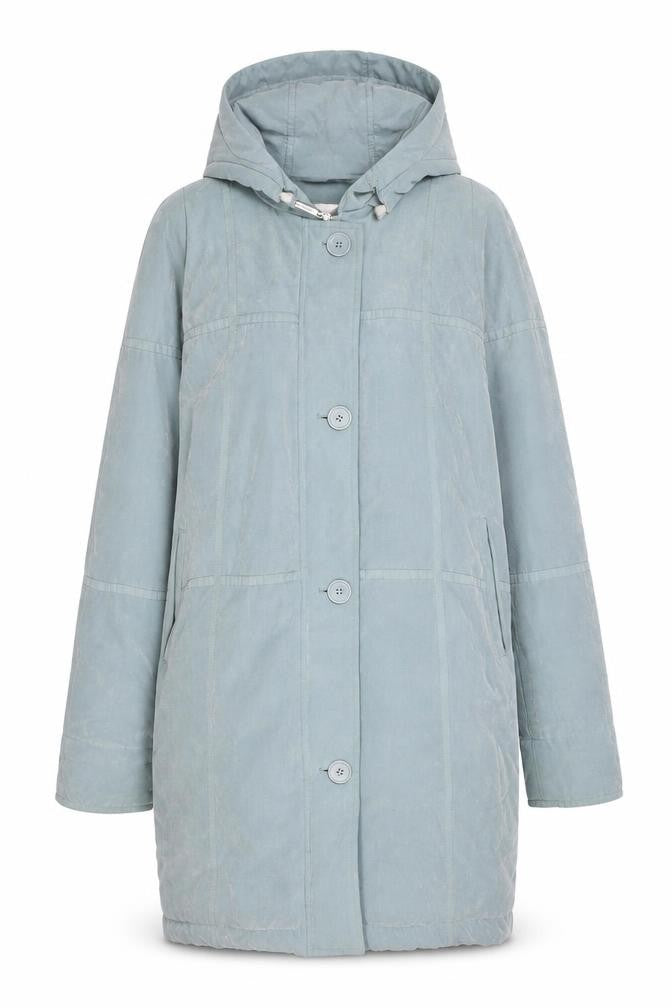 JBC Women Blue Hooded Long Rain Coat Size 12