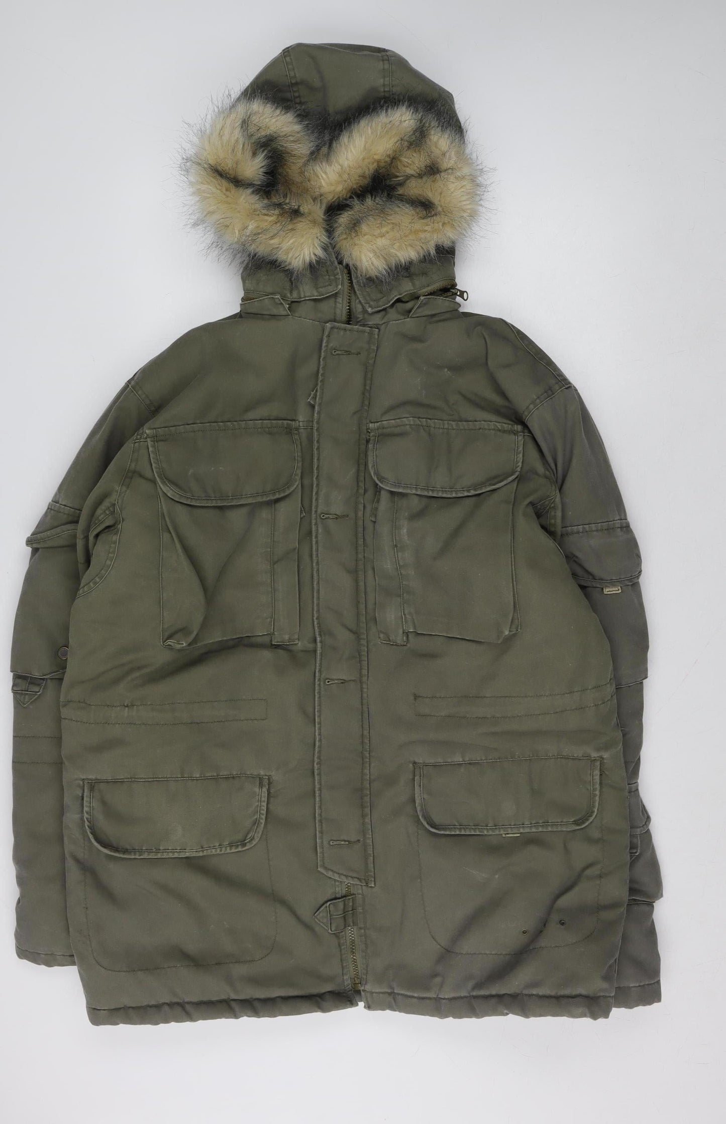 Estwest Women's Green L Parka Coat Faux Fur Hooded Winter Jacket