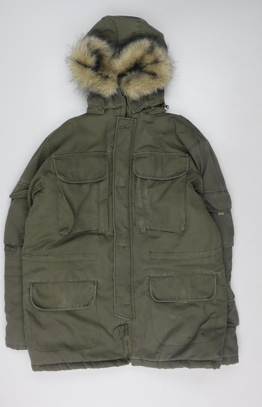 Estwest Women's Green L Parka Coat Faux Fur Hooded Winter Jacket