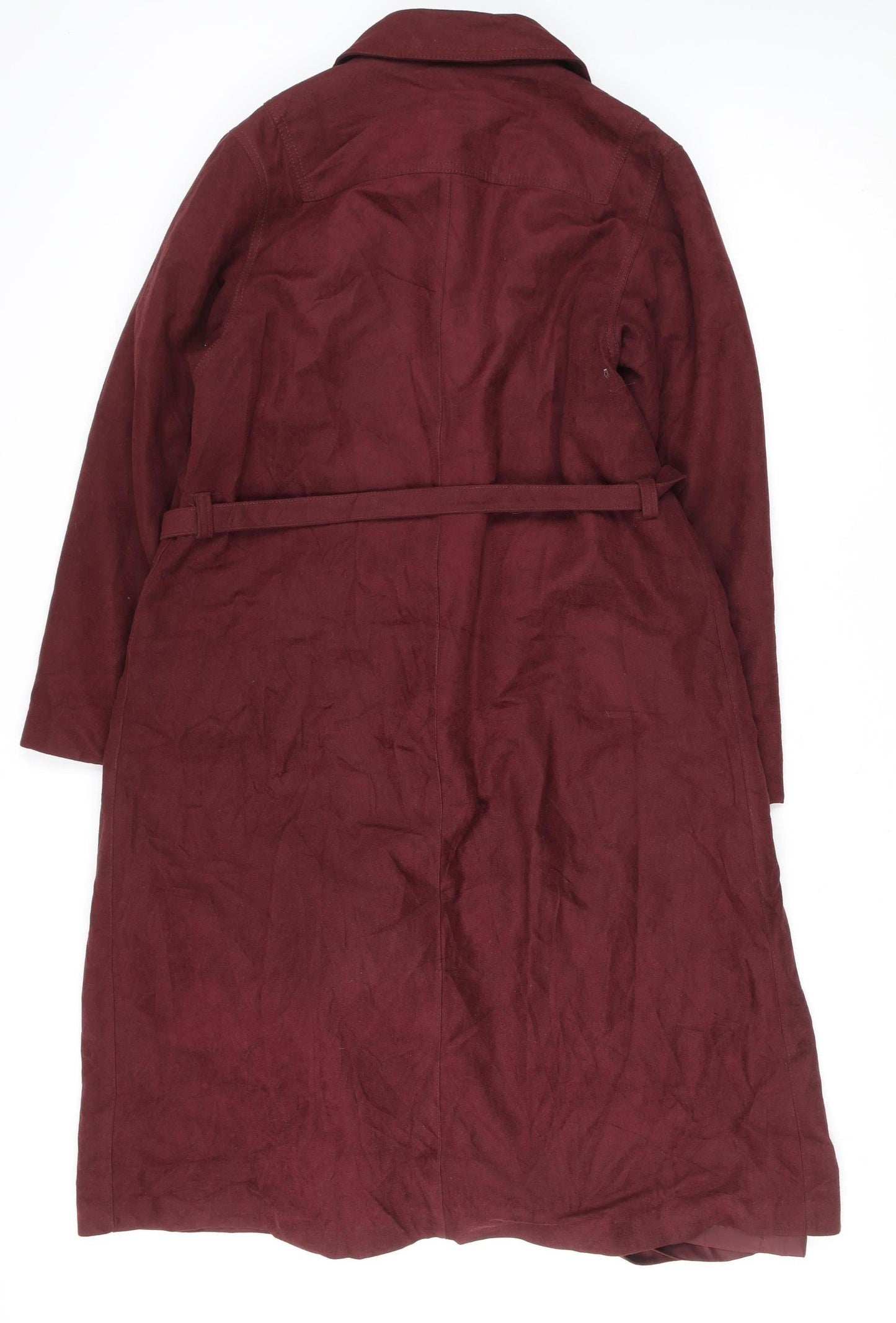 Forecaster of Boston Women’s Burgundy Belted Long Coat Size 12 Classic Style