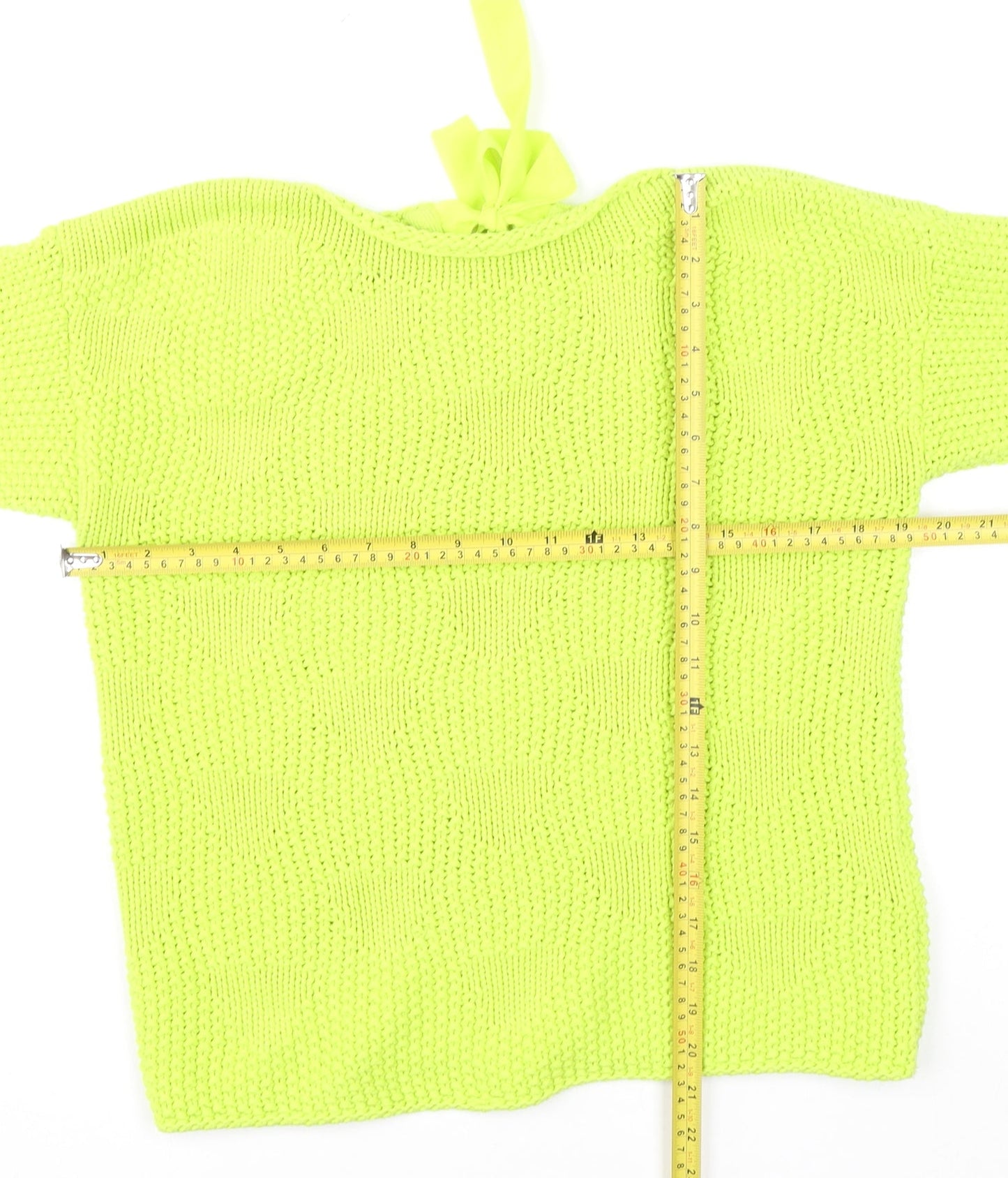 Oui Womens Green Chunky Knit Bow Back Pullover Jumper Size 14