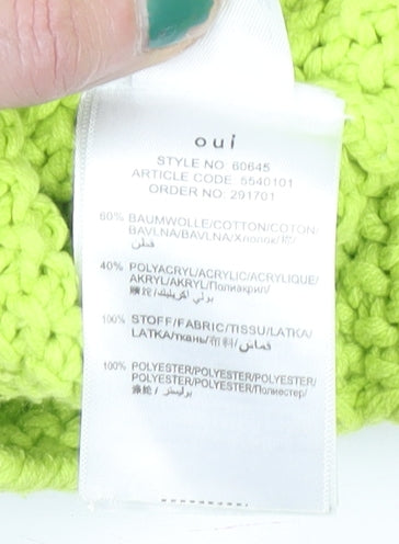 Oui Womens Green Chunky Knit Bow Back Pullover Jumper Size 14