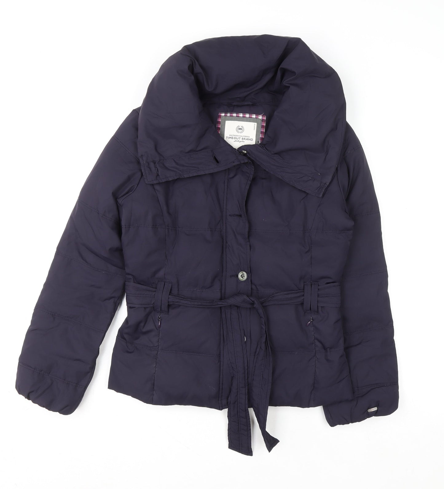 TIMEOUT BRAND Women's Purple Belted Puffer Jacket Size S