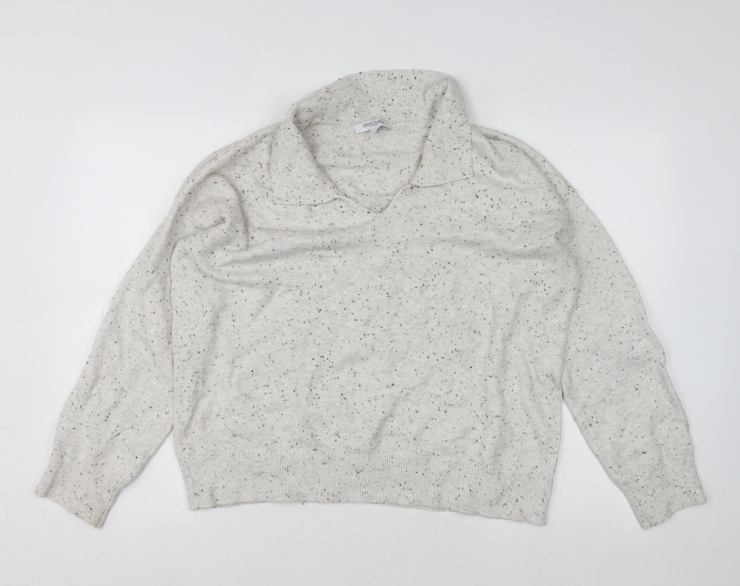Great Plains Women's Beige Collared Knit Jumper Size 12