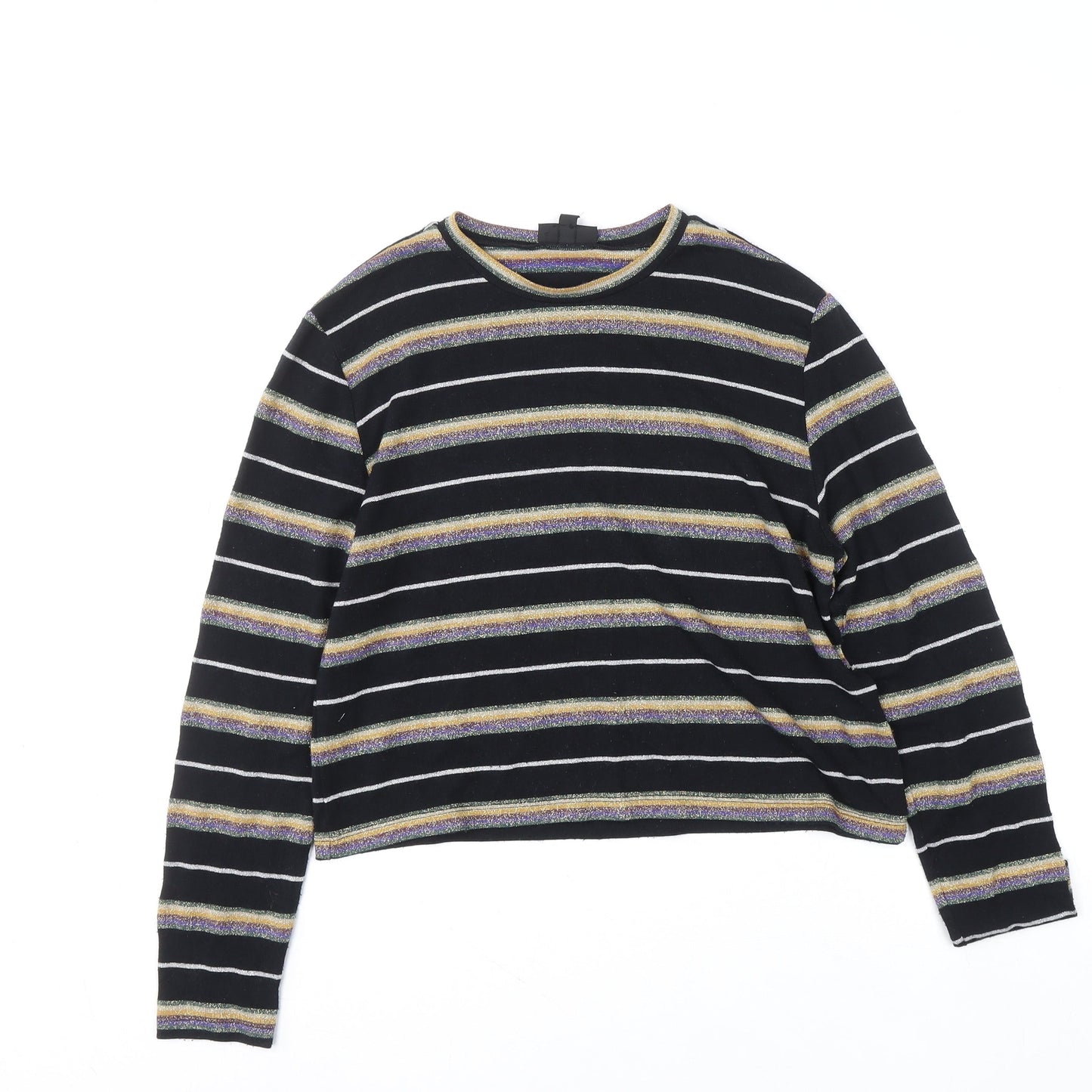 Topshop Women’s Black Striped Glitter Knit Jumper Size 12