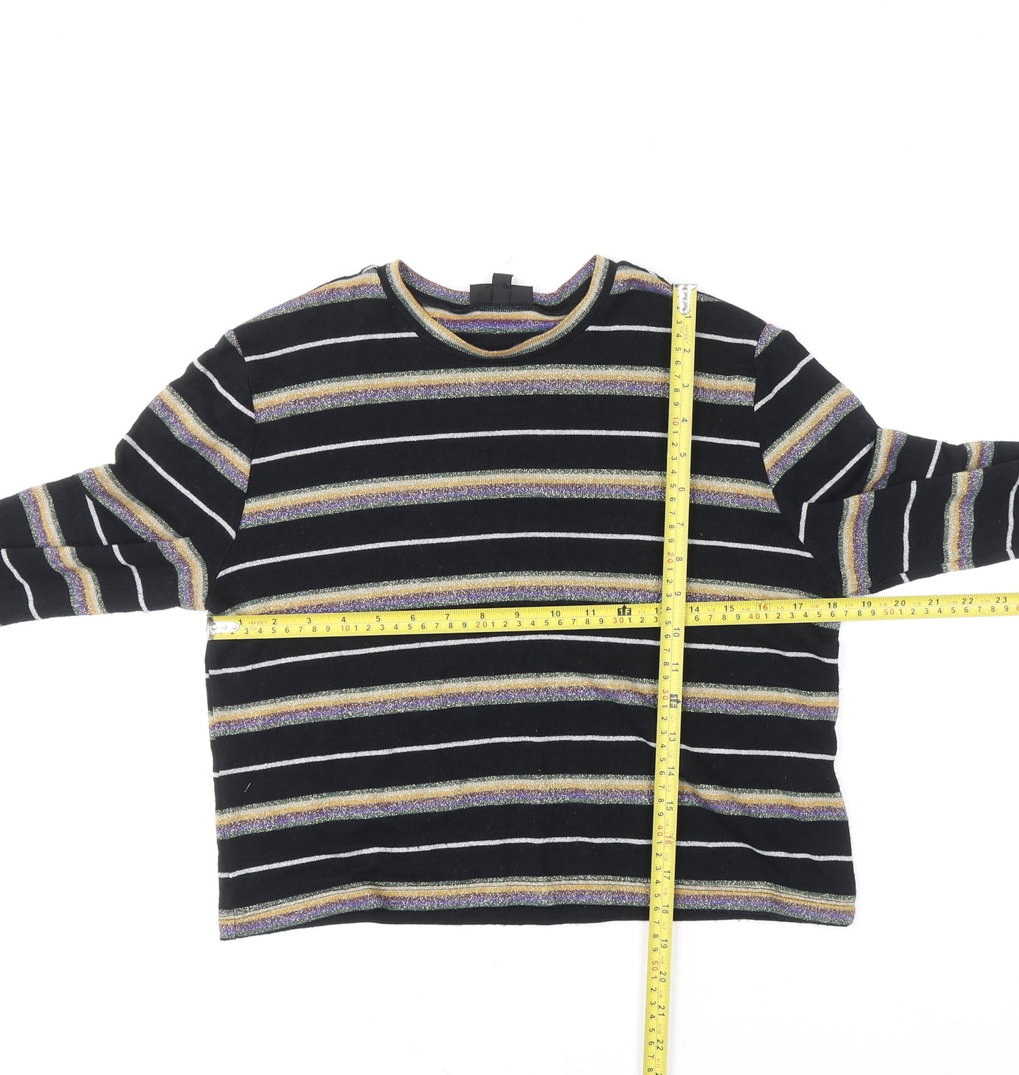 Topshop Women’s Black Striped Glitter Knit Jumper Size 12