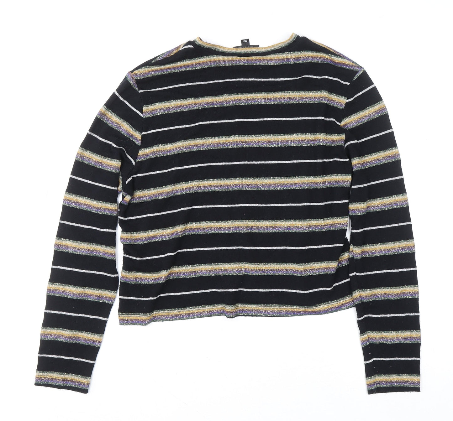Topshop Women’s Black Striped Glitter Knit Jumper Size 12