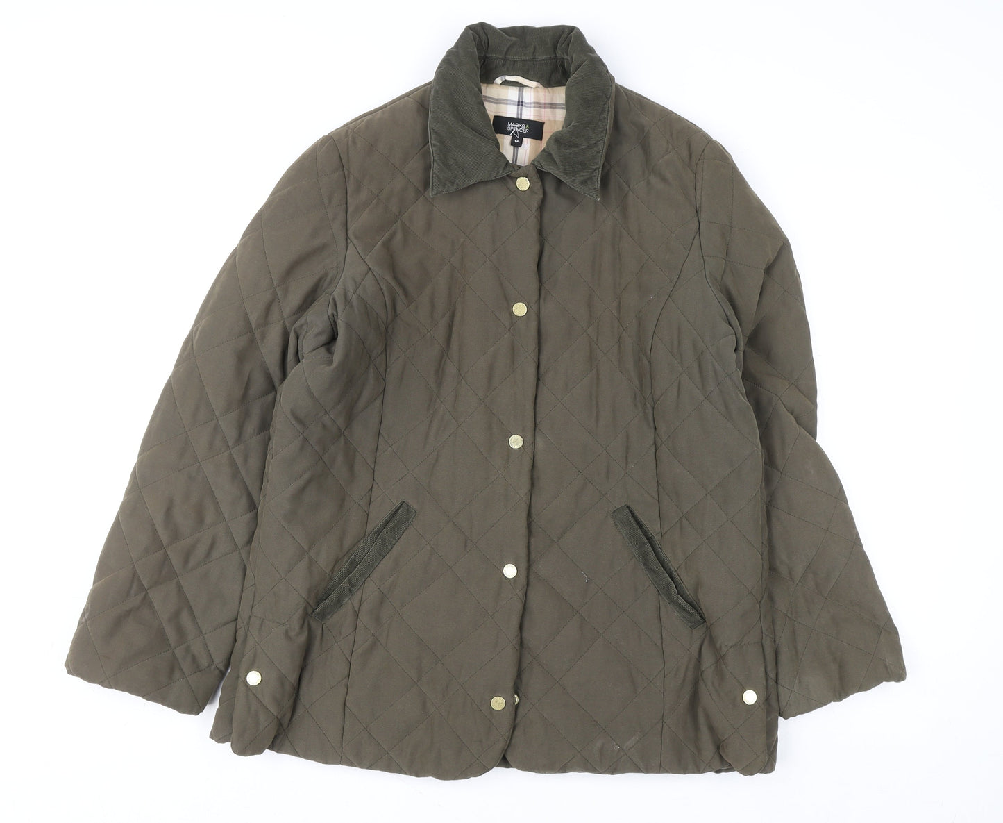 Marks and Spencer Women’s Green Quilted Mid-Length Jacket Size 14