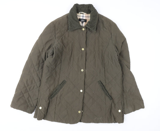 Marks and Spencer Women’s Green Quilted Mid-Length Jacket Size 14