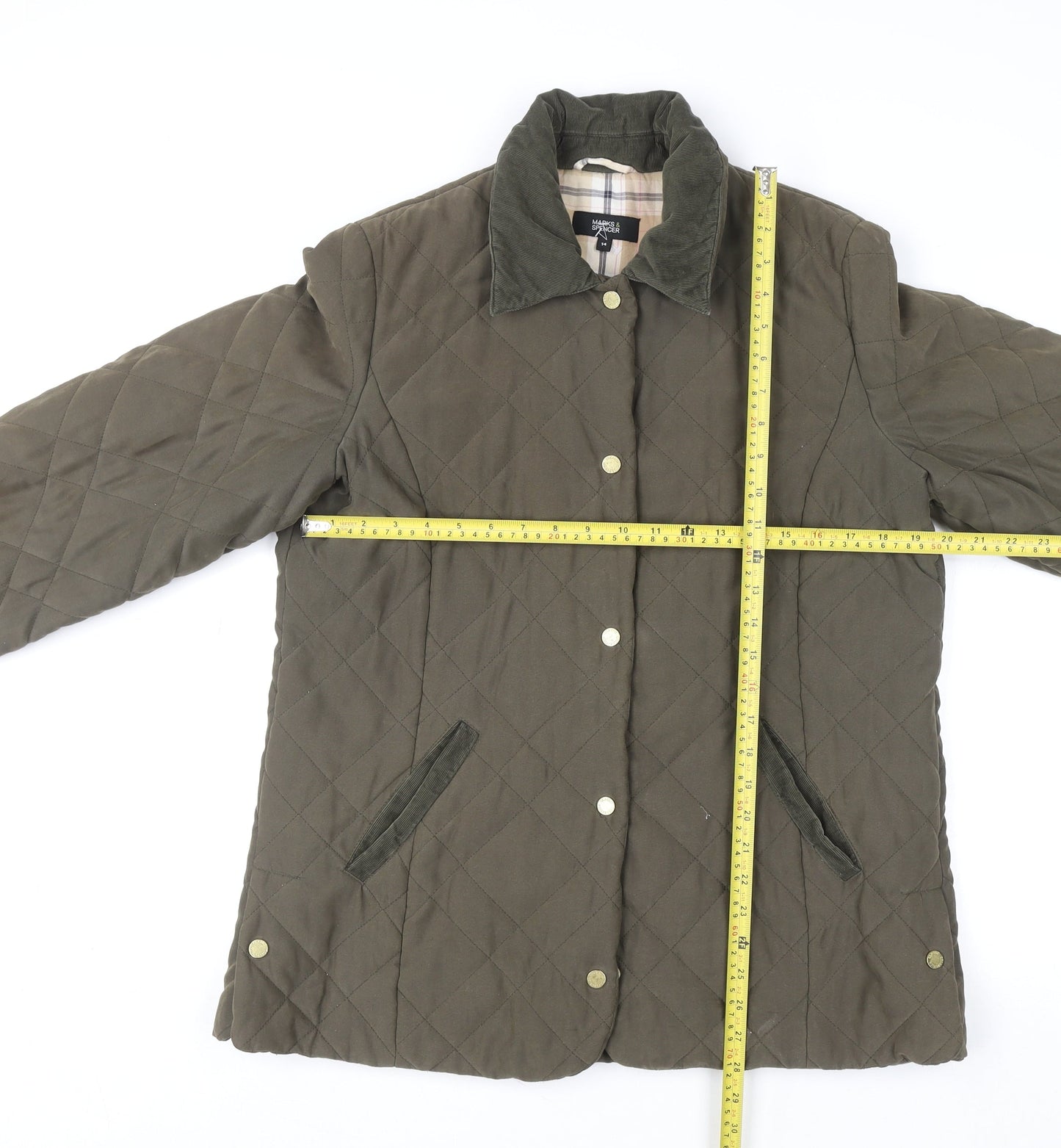 Marks and Spencer Women’s Green Quilted Mid-Length Jacket Size 14