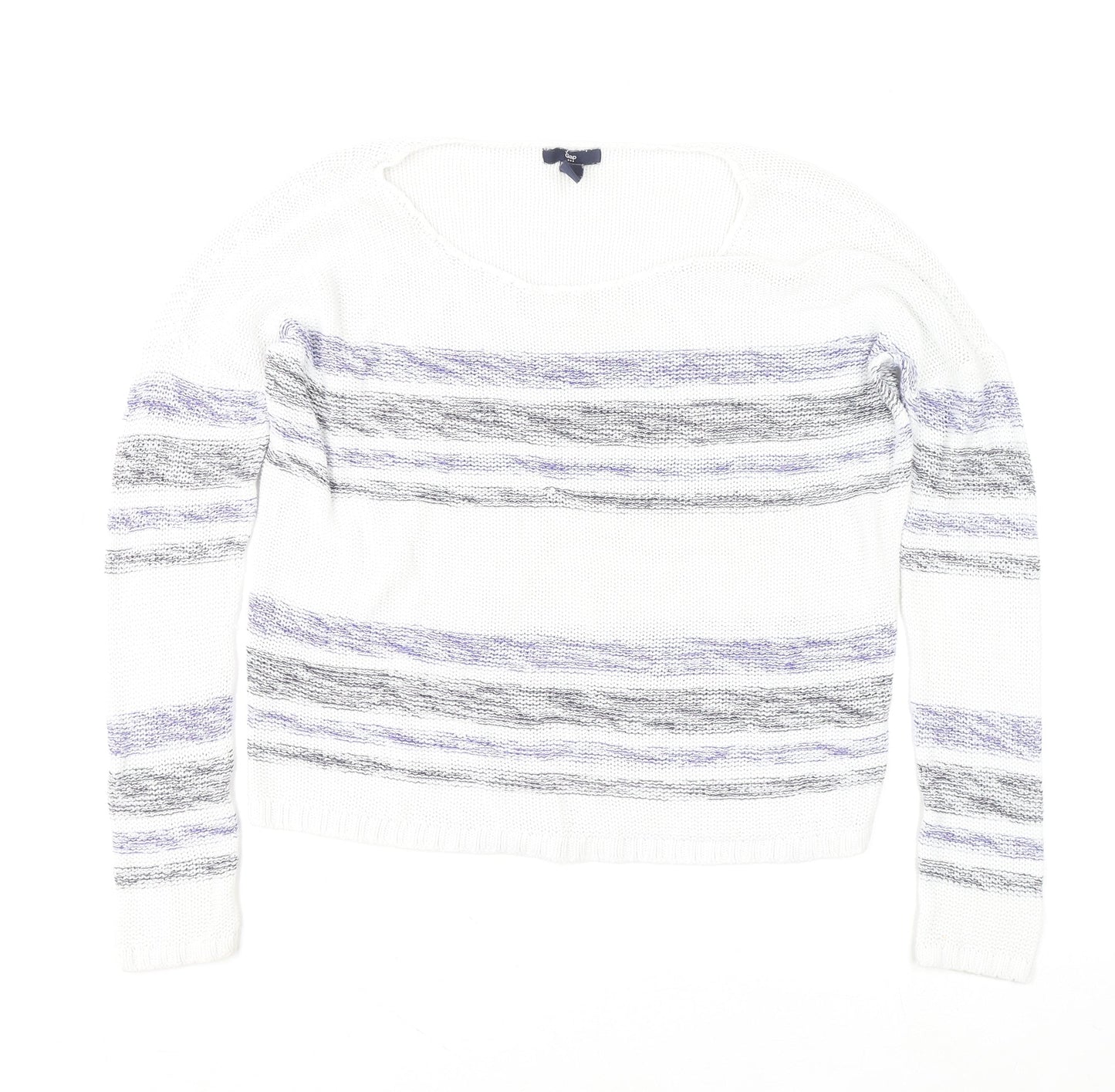 Gap Women's White Striped Cotton Knit Jumper Size S