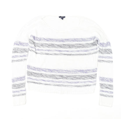 Gap Women's White Striped Cotton Knit Jumper Size S
