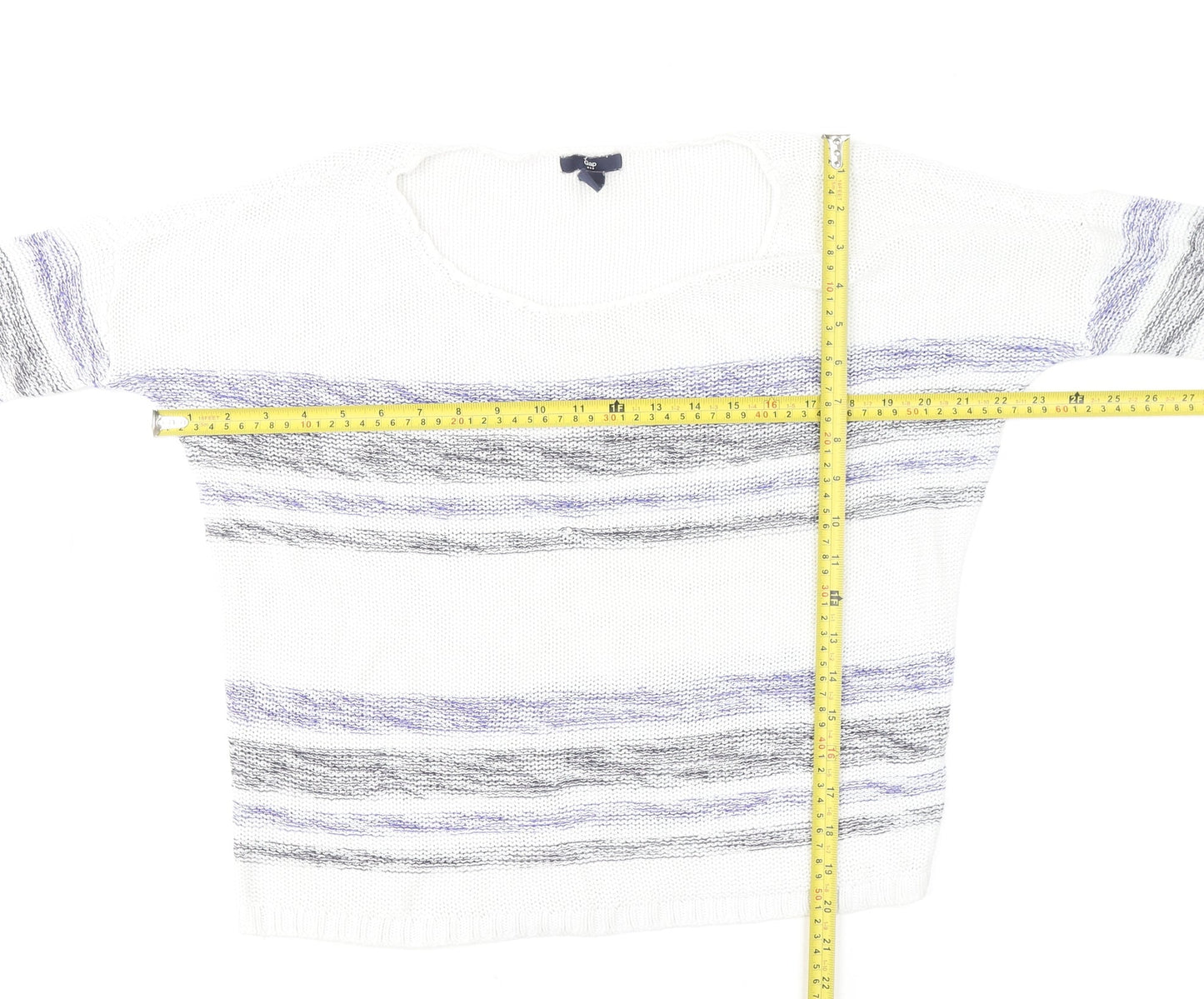 Gap Women's White Striped Cotton Knit Jumper Size S