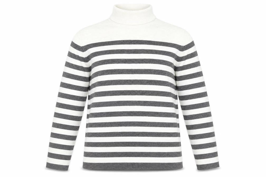 Marks & Spencer Women’s Grey Striped Roll Neck Knit Jumper M