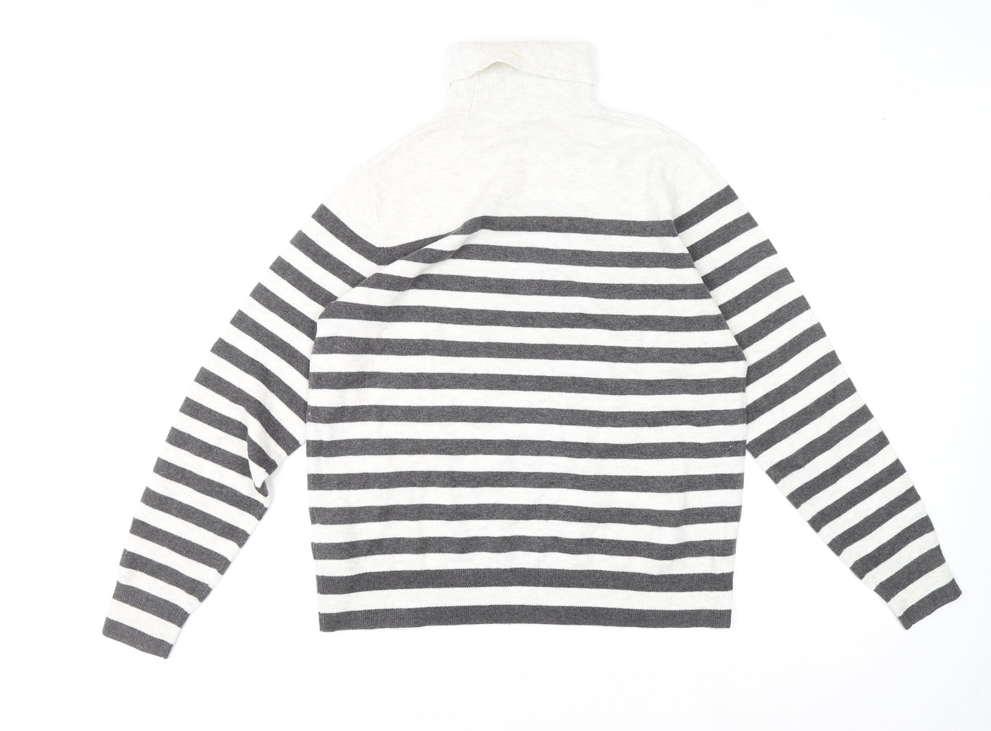 Marks and Spencer Women’s Grey Striped Roll Neck Knit Jumper M