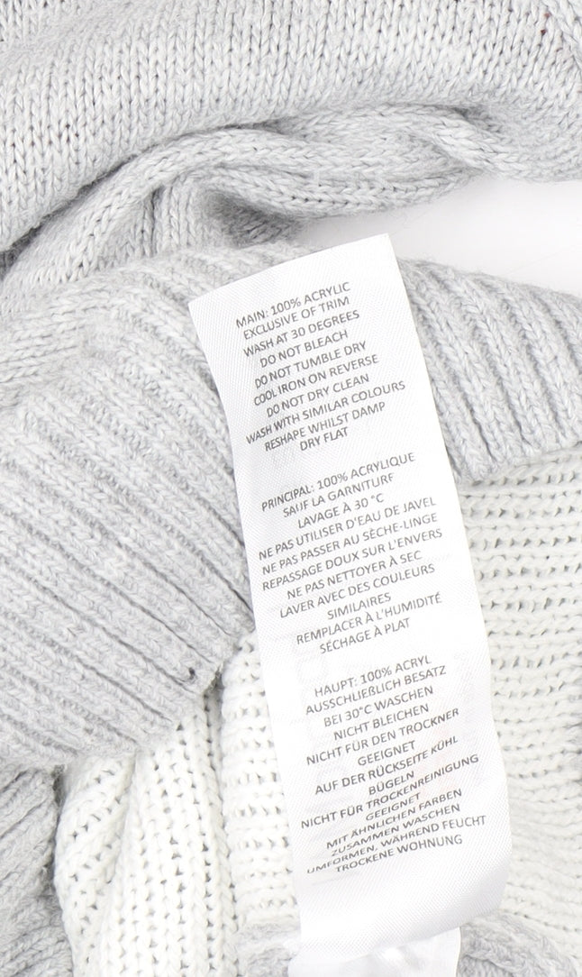 boohooMAN Men's Grey L Christmas Penguin Crew Neck Jumper