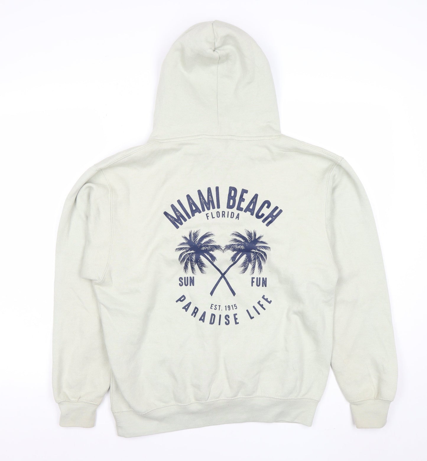 Pacific & Co Women Beige Pullover Hoodie Size Small Miami Beach Graphic