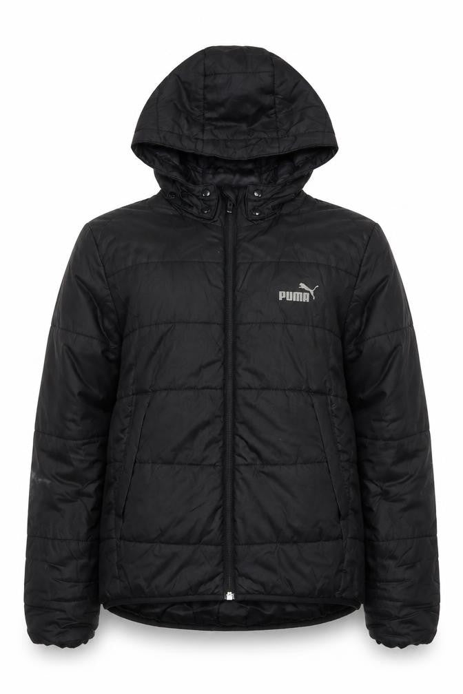 Puma Girls Black 14 Years Puffer Jacket Hooded Quilted Winter Coat