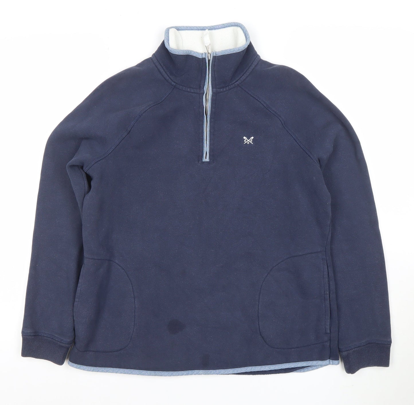 Crew Clothing Company Women's Navy Half Zip Sweatshirt Size 12 Cotton Blend