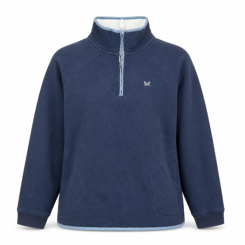 Crew Clothing Women's Navy Half Zip Sweatshirt Size 12 Cotton Blend