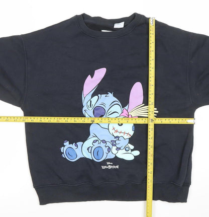 Preloved Zara Girls Black Lilo & Stitch Graphic Pullover Sweatshirt 11-12 Years - Back