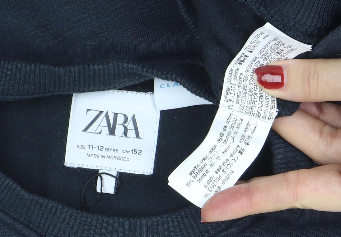 Zara Girls Black Lilo & Stitch Graphic Pullover Sweatshirt 11-12 Years