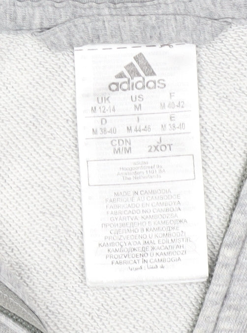 adidas Men’s Grey Full Zip Hoodie Medium Logo Lightweight