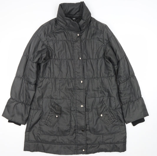 Marks and Spencer Women's Grey Check Long Puffer Coat Size M