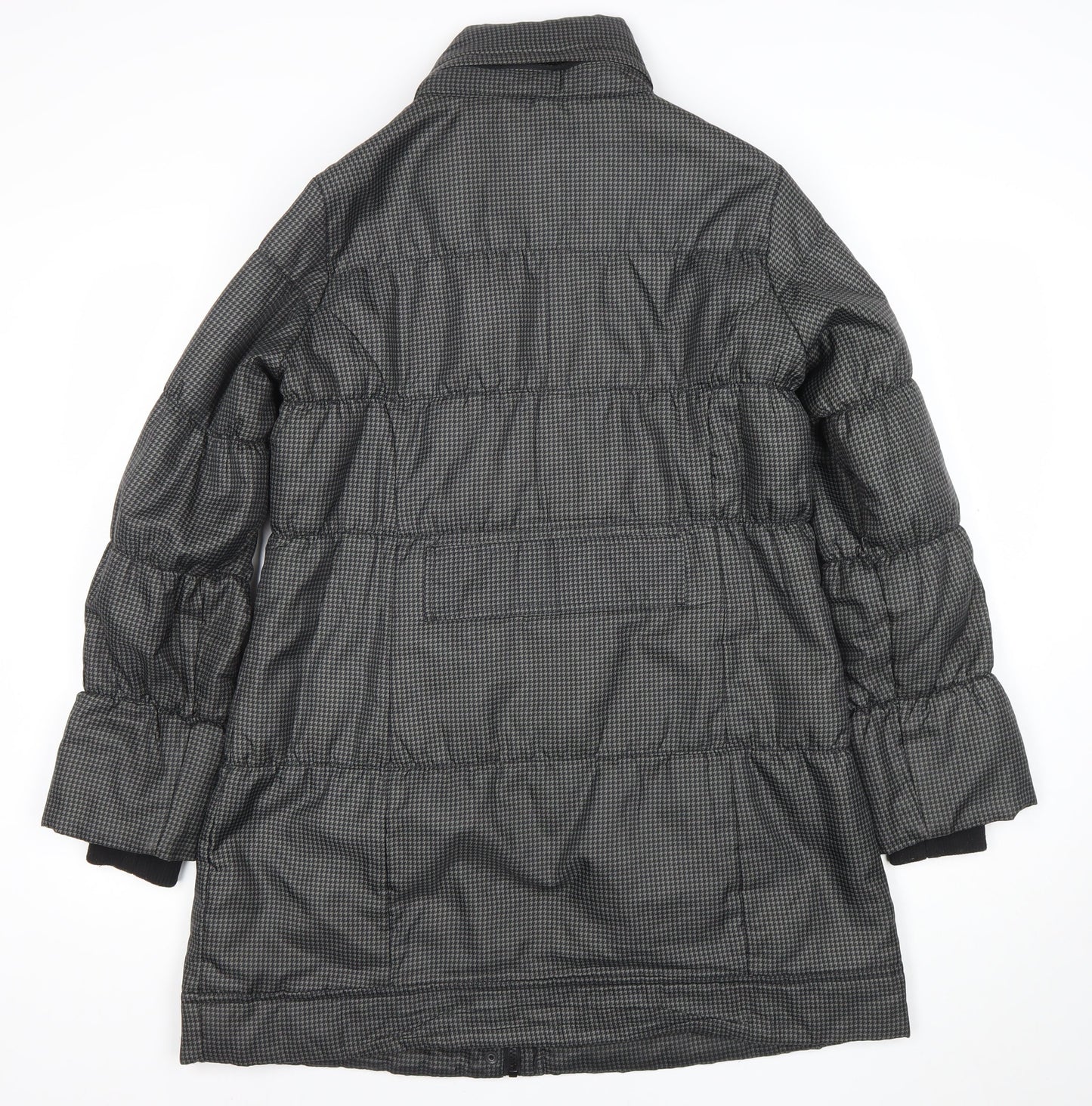 Marks and Spencer Women's Grey Check Long Puffer Coat Size M