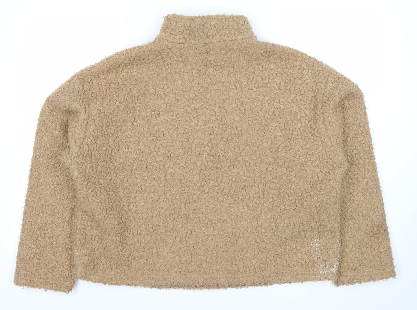 Zara Women Beige 1/2 Zip Fleece Pullover Sweatshirt Size S