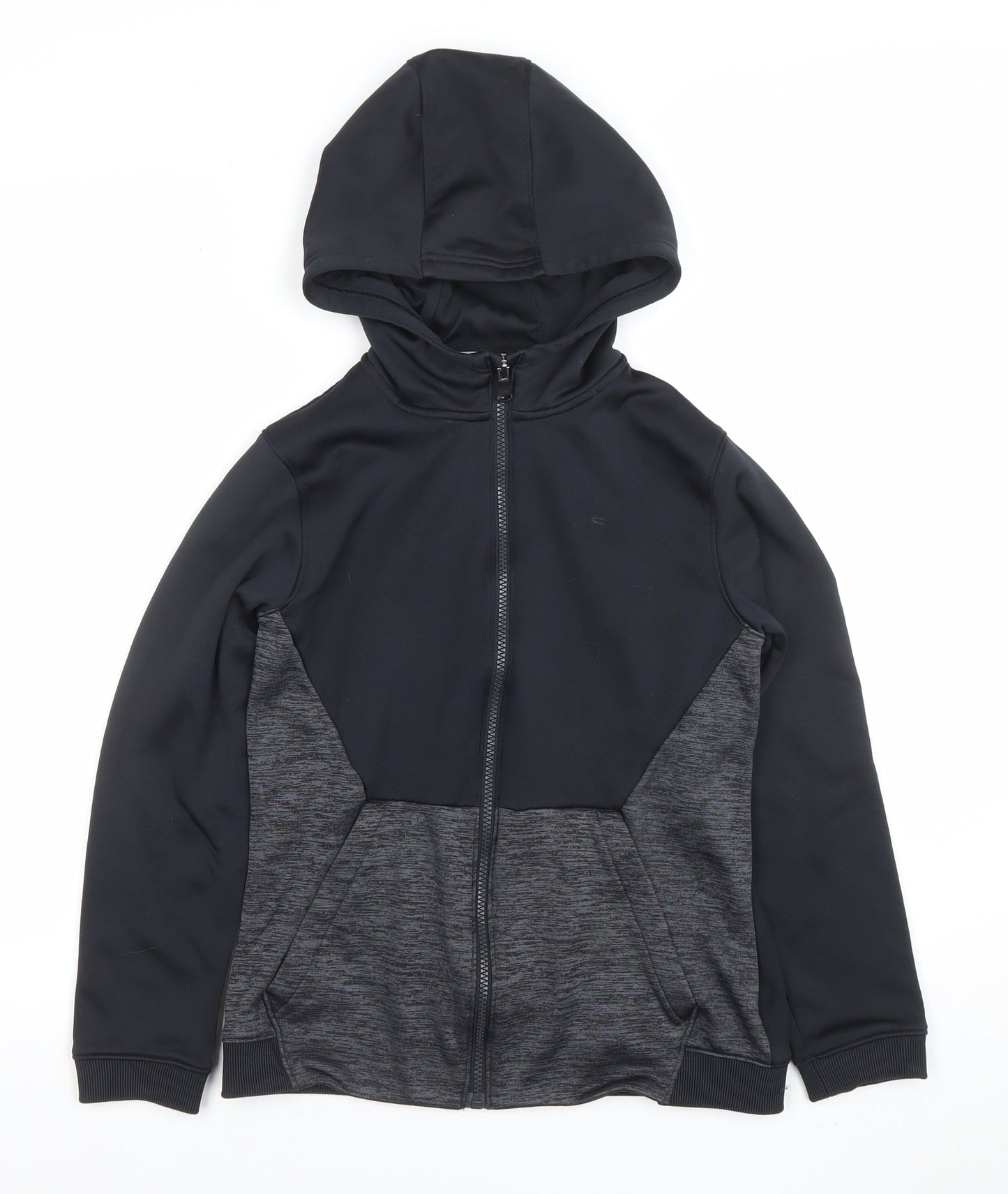 Under Armour Boys Black Full Zip Hoodie YL Loose Fit ColdGear