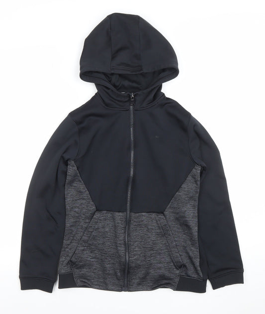 Under Armour Boys Black Full Zip Hoodie YL Loose Fit ColdGear