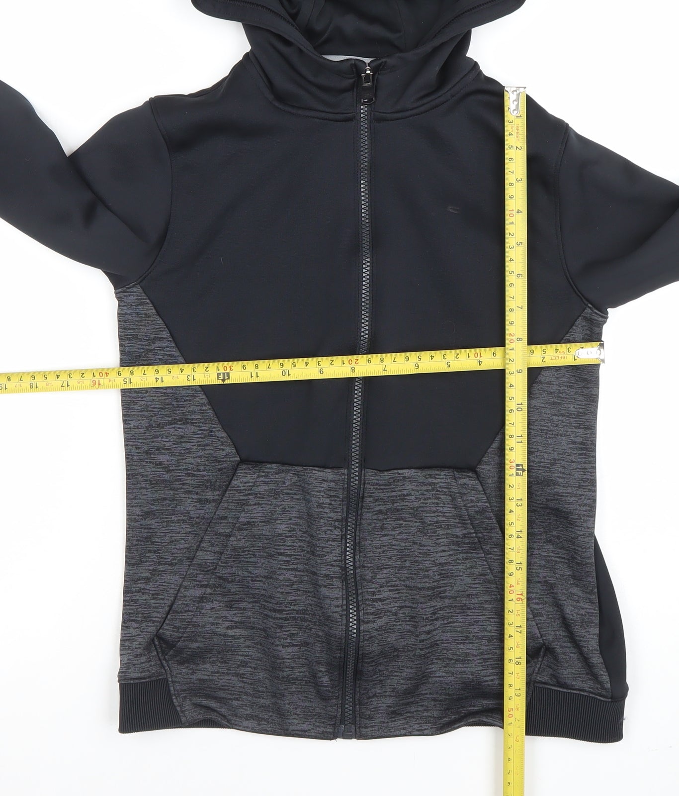 Under Armour Boys Black Full Zip Hoodie YL Loose Fit ColdGear