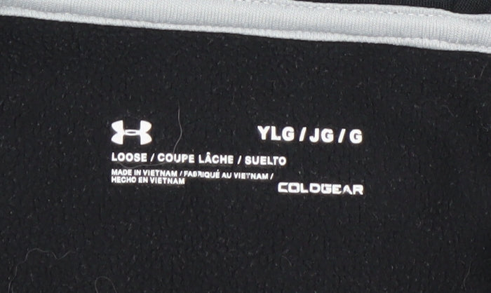 Under Armour Boys Black Full Zip Hoodie YL Loose Fit ColdGear