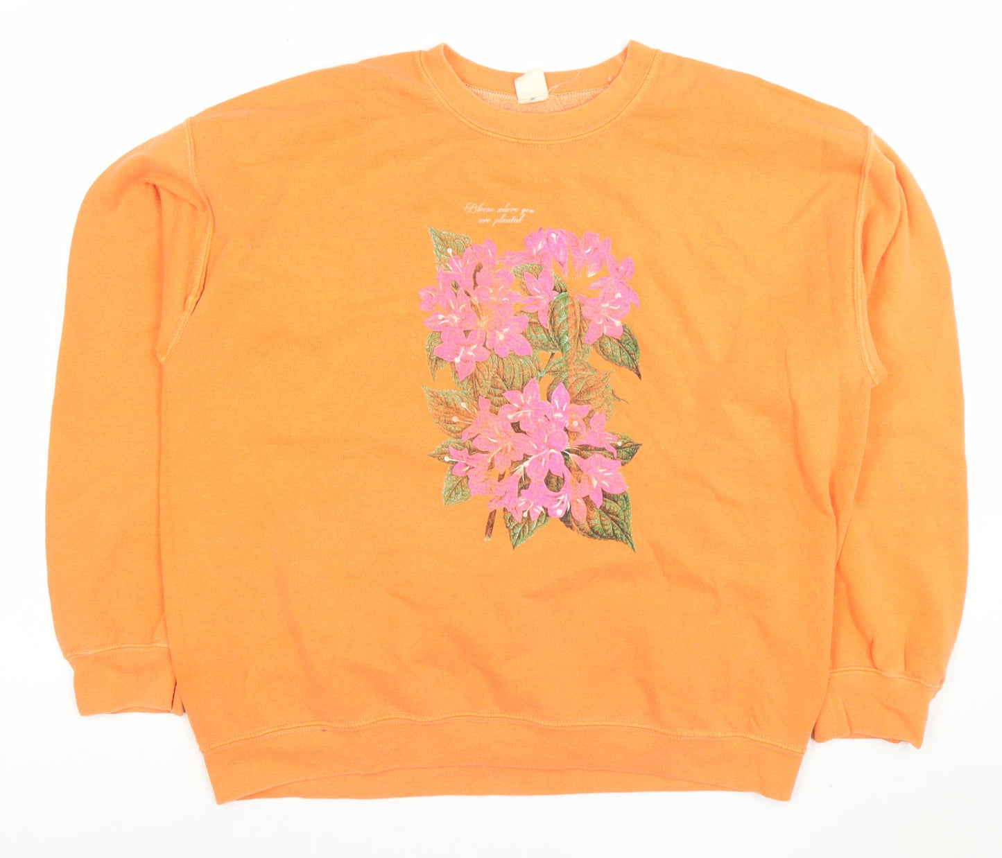 Great Outfitters Women Orange Floral Pullover Sweatshirt Size M