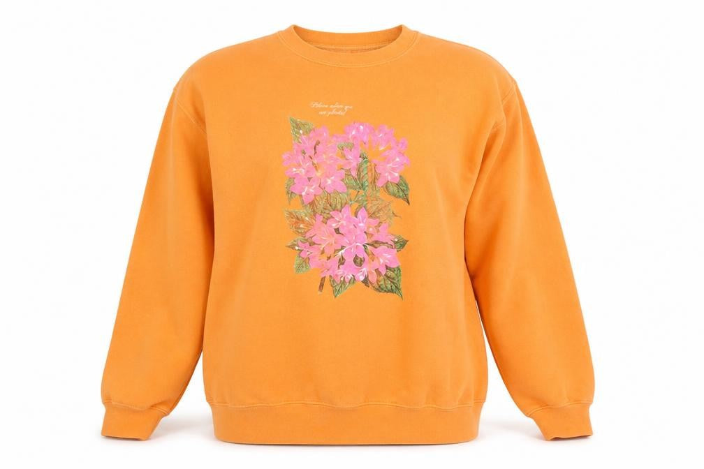 Great Outfitters Women Orange Floral Pullover Sweatshirt Size M