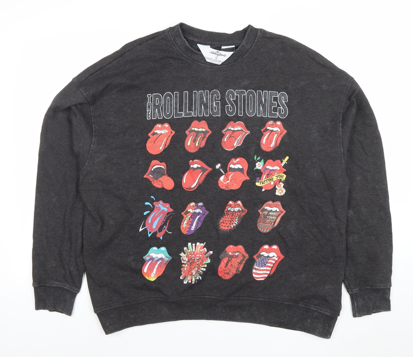 The Rolling Stones Women's Black XS Pullover Sweatshirt Graphic Cotton Blend