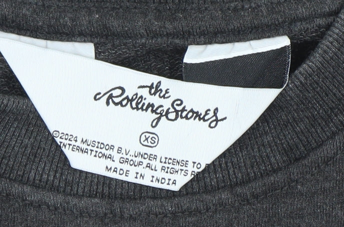 The Rolling Stones Women's Black XS Pullover Sweatshirt Graphic Cotton Blend
