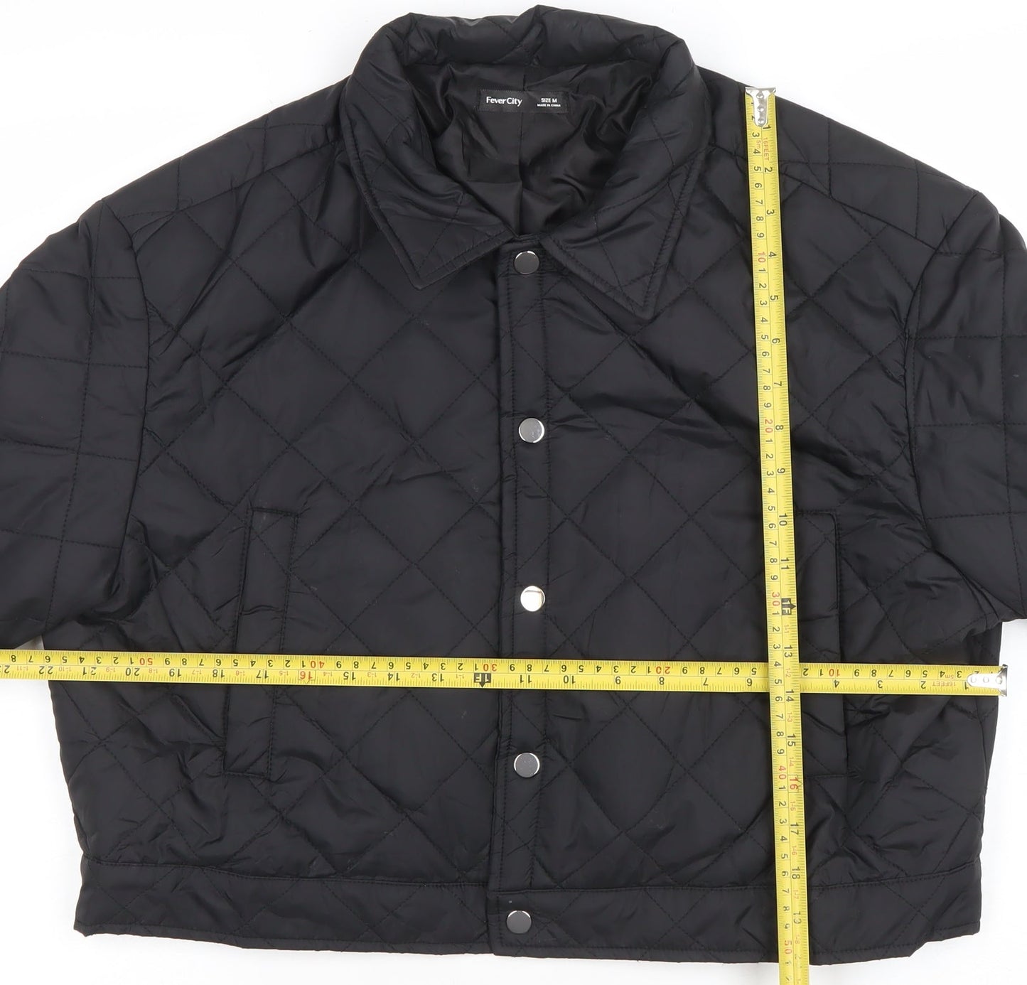 Fever City Women's Black Quilted Cropped Jacket Size M