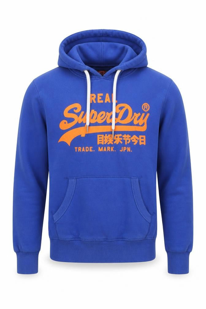 Superdry Mens Blue XS Pullover Hoodie with Logo Print