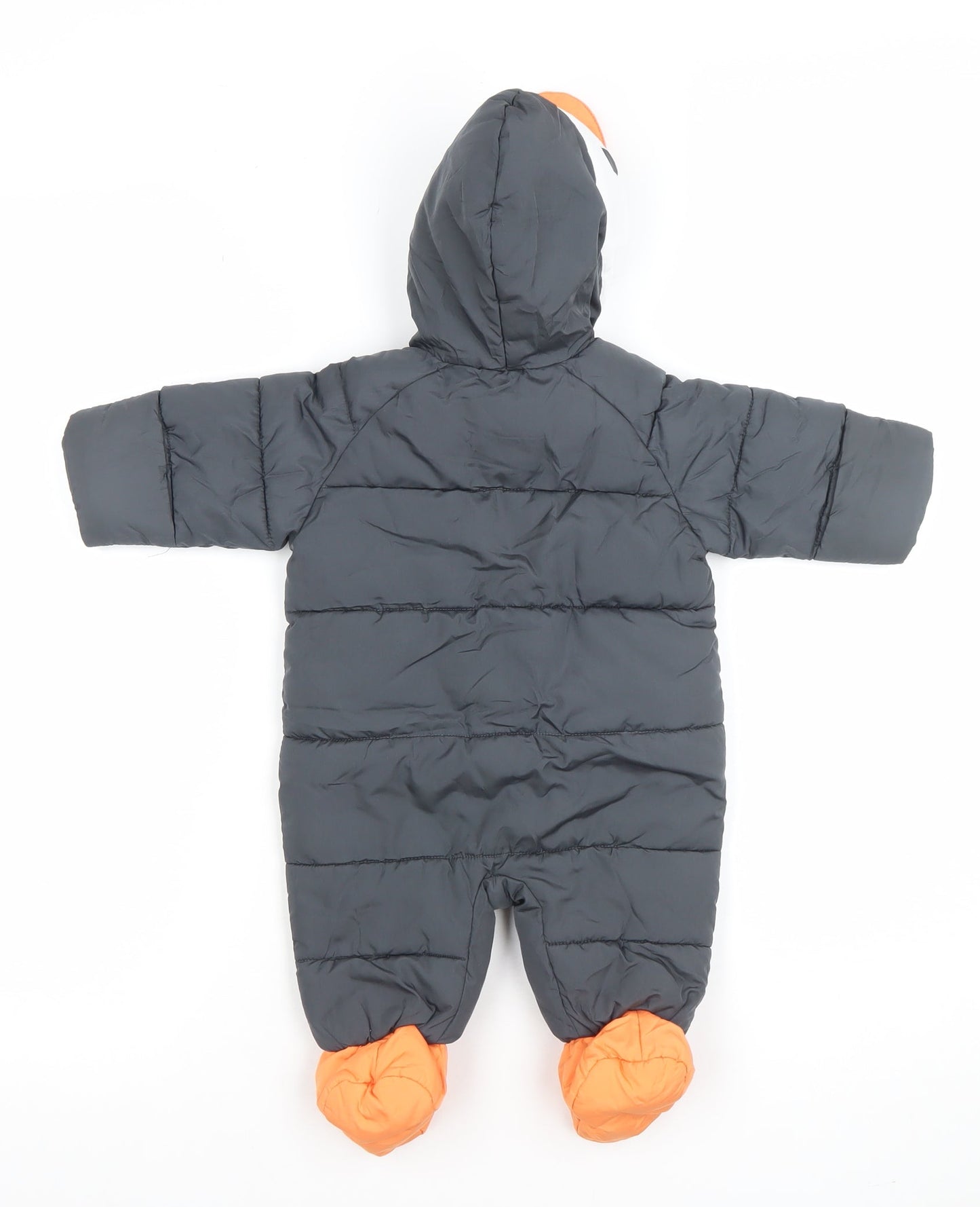 Marks and Spencer Unisex Baby Black Penguin Puffer Snowsuit 0-3 Months Winter Hooded