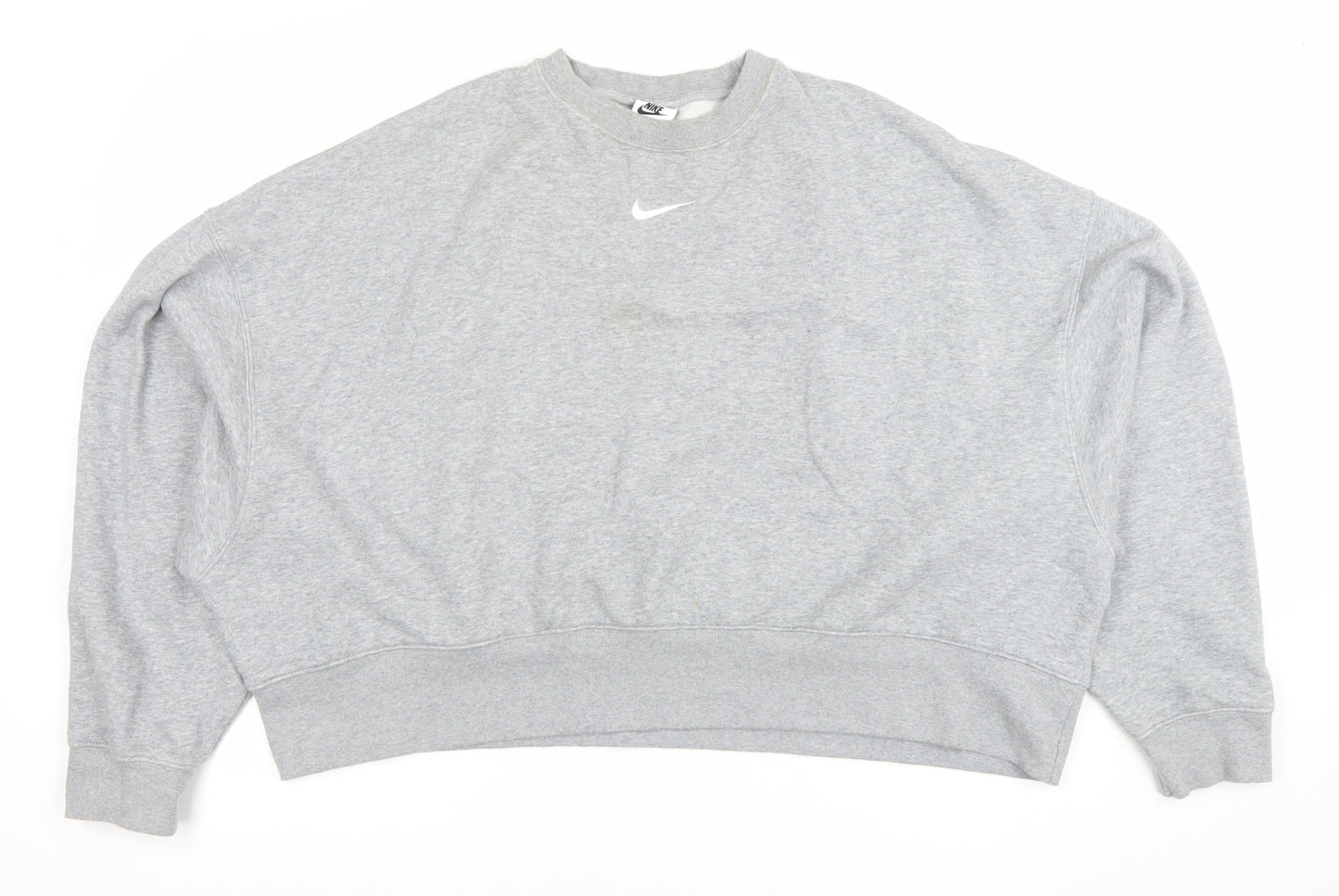 Nike Women Grey L Oversized Crew Neck Pullover Sweatshirt