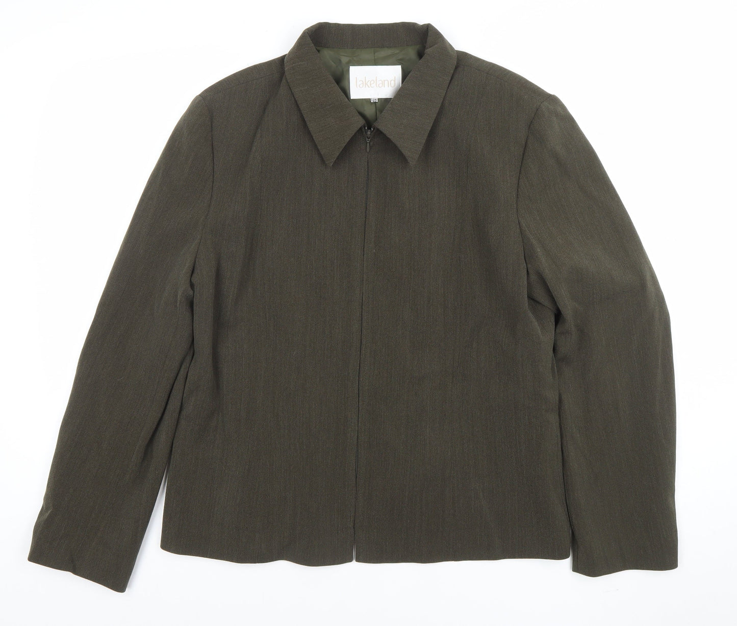 Lakeland Women Brown Wool Blend Zip Suit Jacket Size 14 Regular