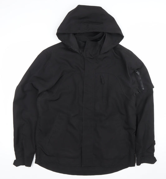 F&F Men's Black Hooded Parka Jacket Size S Regular Fit