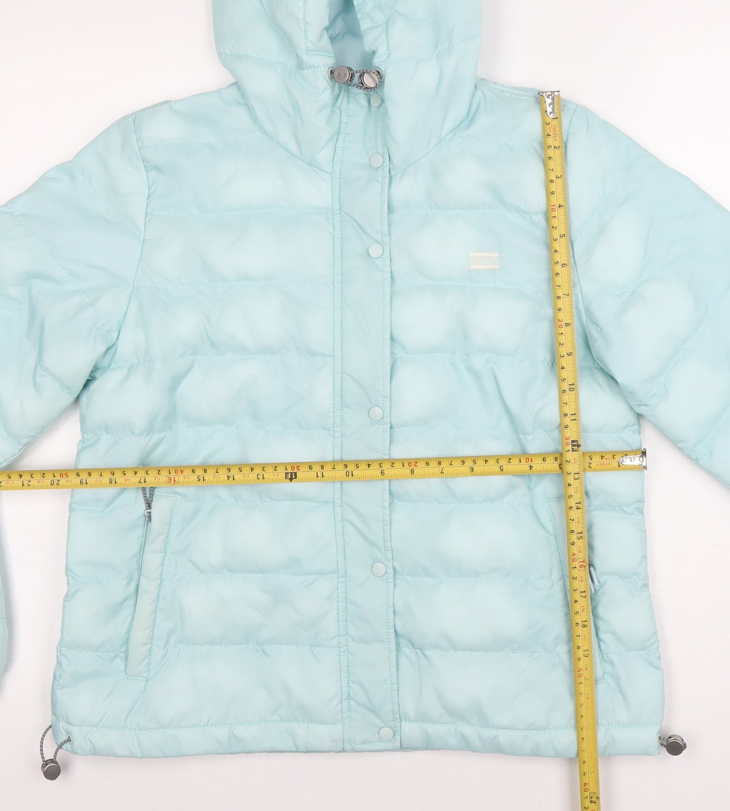 Levi's Women's Blue Hooded Puffer Jacket Size S Winter Zip Coat
