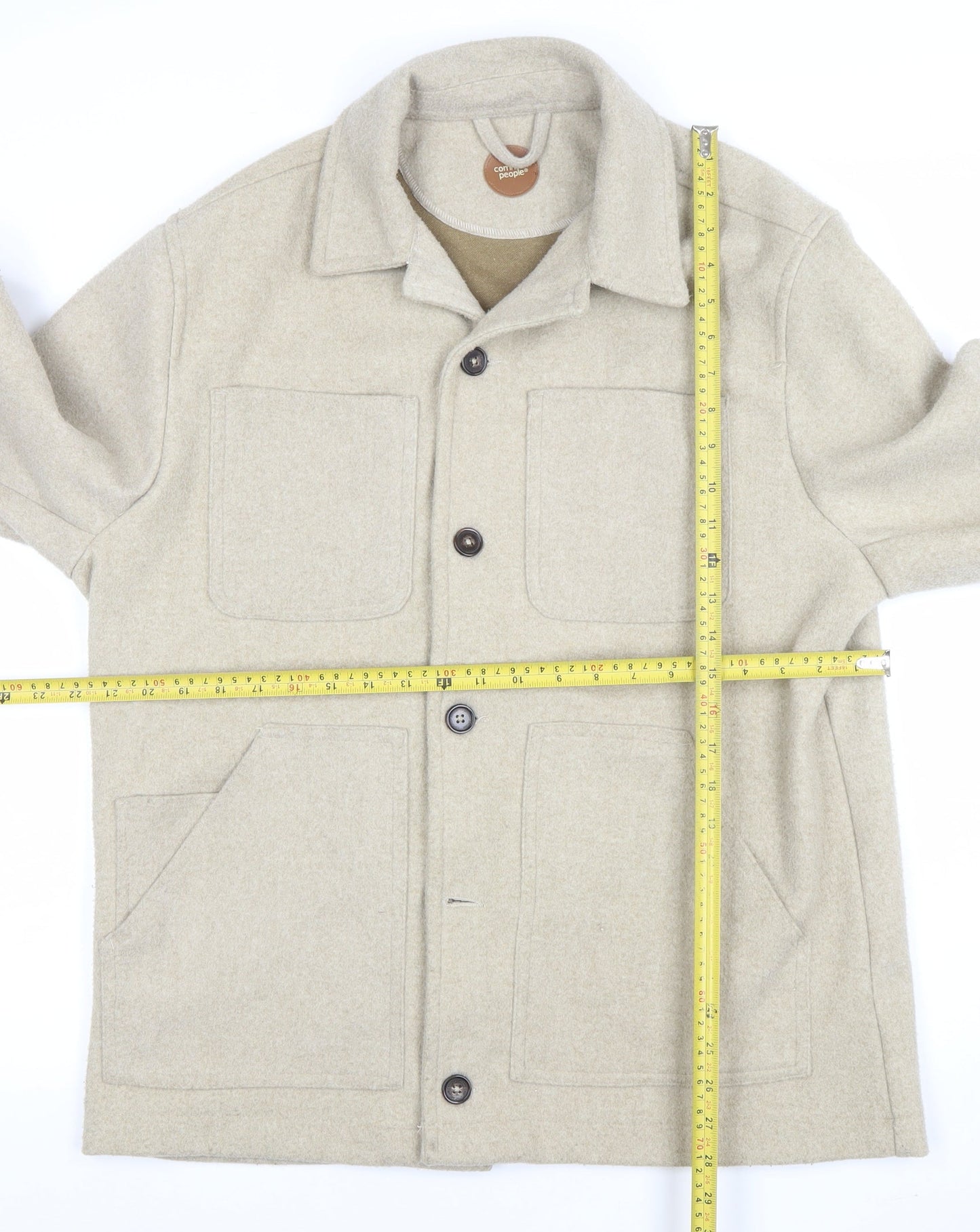 Common People Women Beige Wool Blend XL Casual Button Jacket